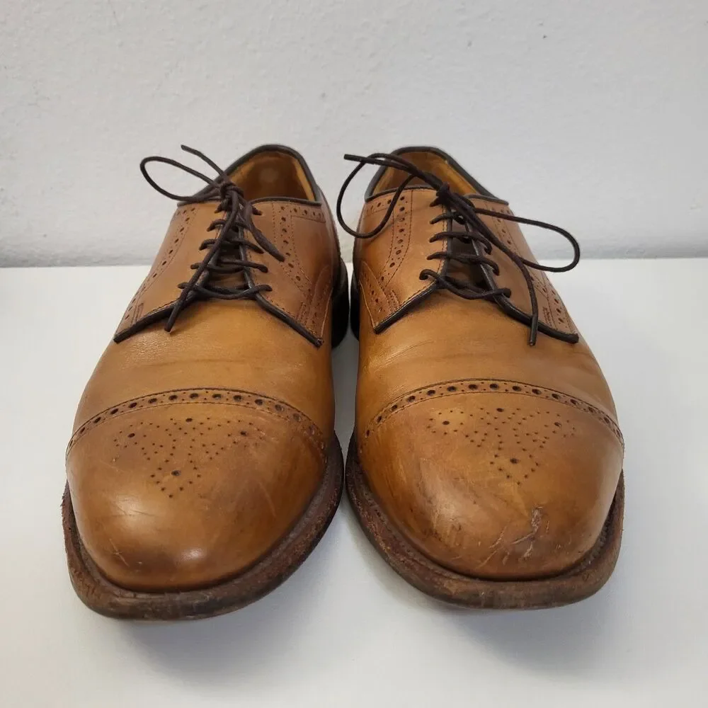ALLEN EDMONDS Colton Dress Shoes Men 11 Brown Tan Leather Captoe Brogue Oxford